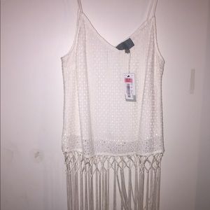 Fringe white tank